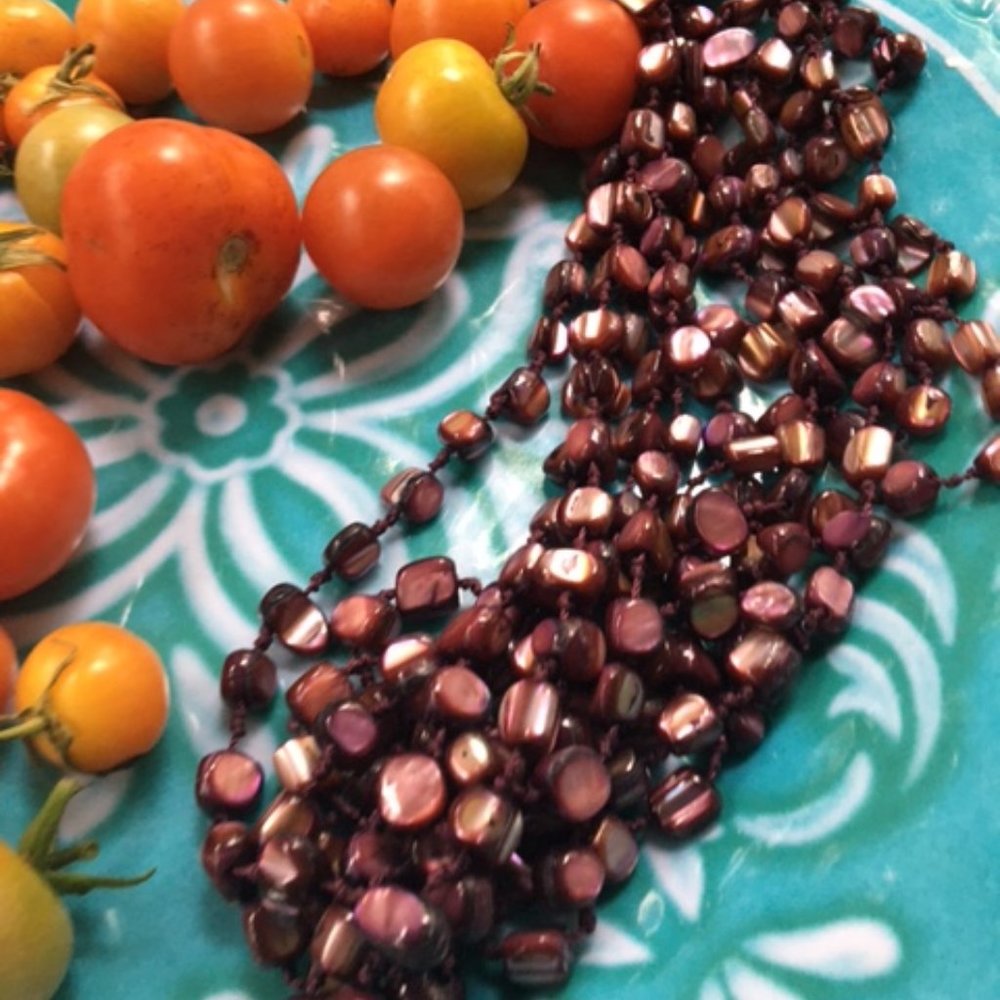 Stunning, 5 Stranded, Purple/Brown, Shell Necklace